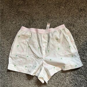 PINK Victoria's Secret White Shorts with Tropical Print